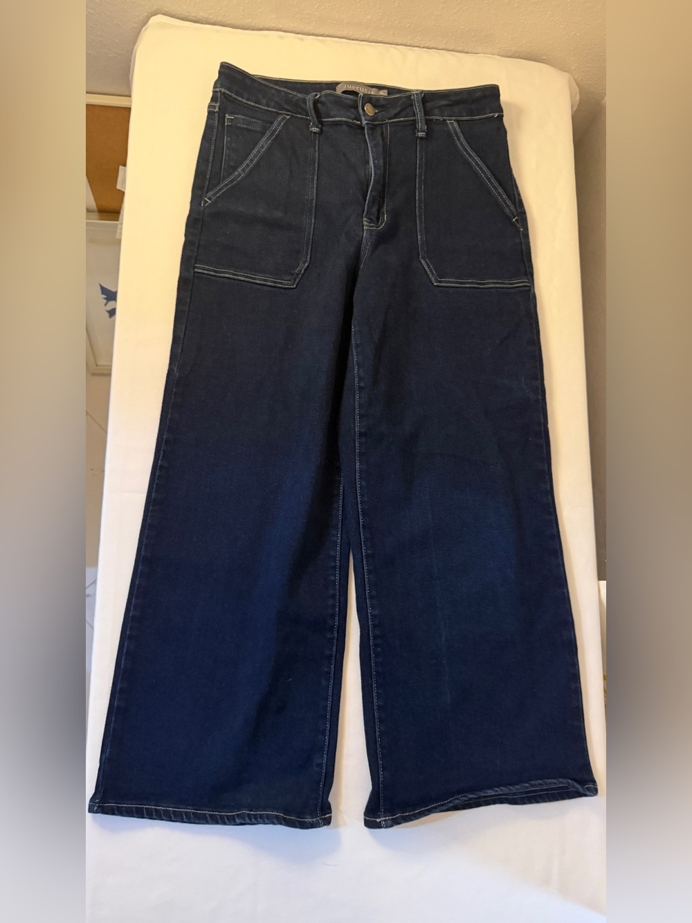 Just USA Dark Rinse High Rise Wide Leg Patch Pocket Jeans Size 30/10